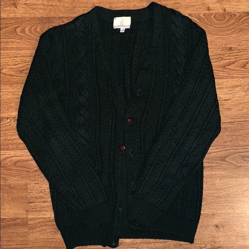Dark green London Fog knit cardigan